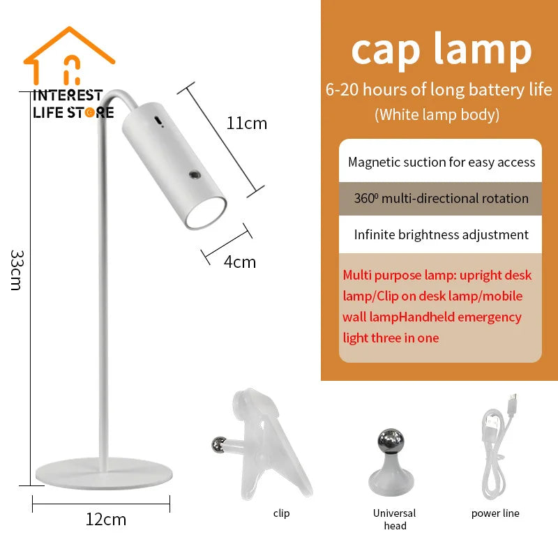 New 3 in 1 LED Desk Lamp Eye-Caring Night Light Rechargeable Full Spectrum with Magnetic Base Portable Bedside School Study Lamp